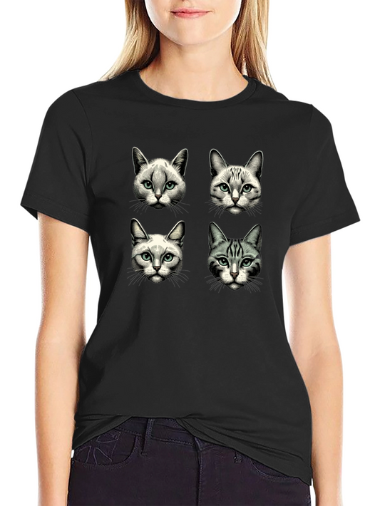 Cat Faces Graphic T-Shirt