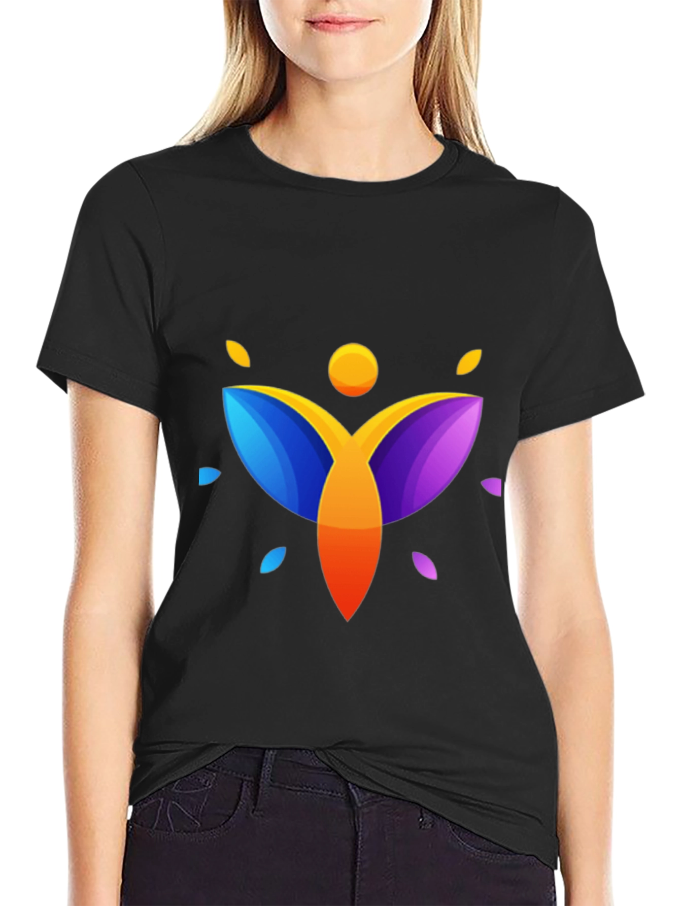 Abstract Graphic Print Mens Black T-Shirt