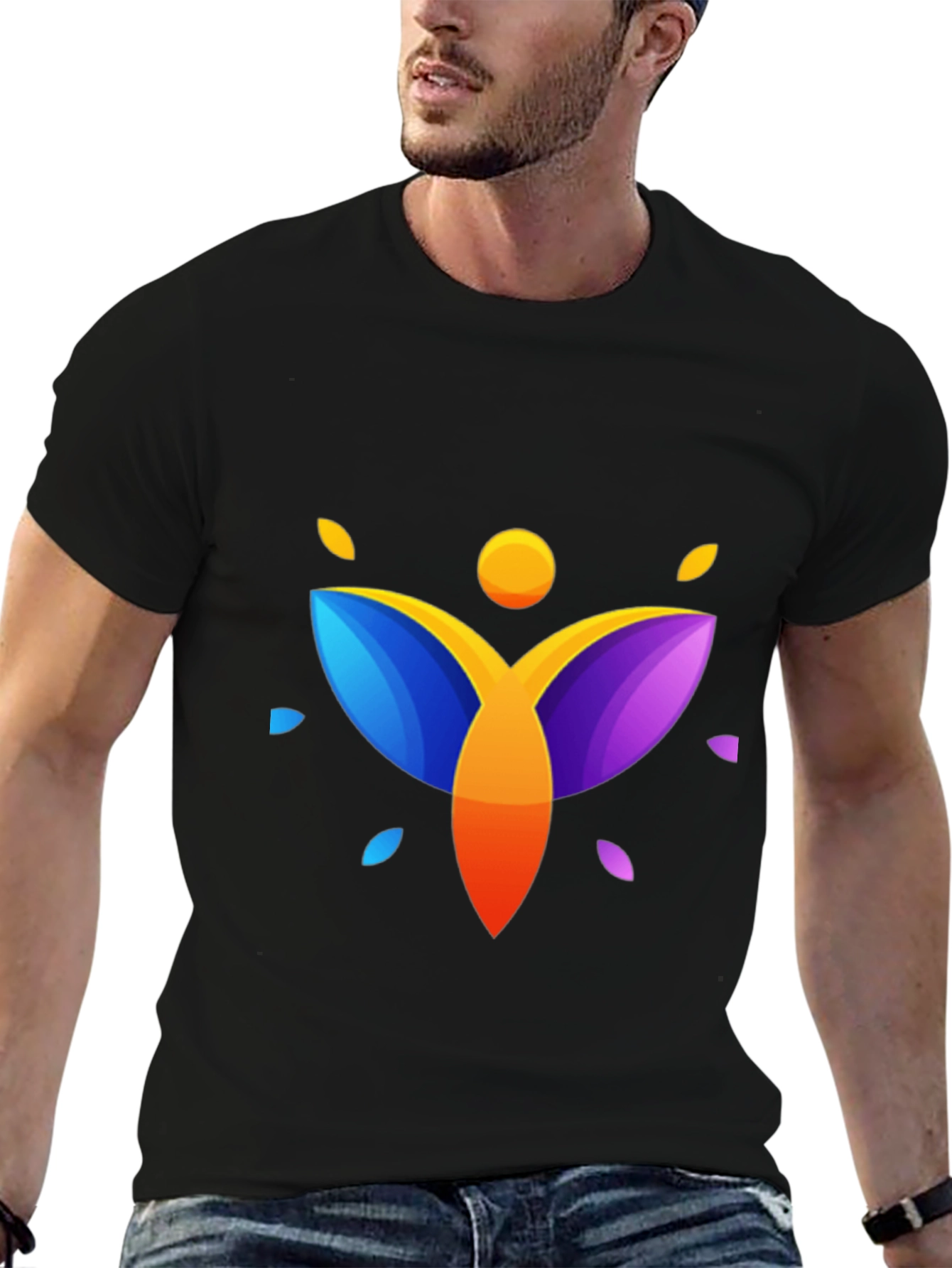 Abstract Graphic Print Mens Black T-Shirt
