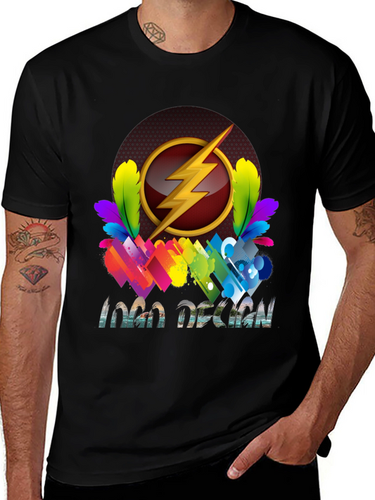 Flash Logo Design Black T-Shirt