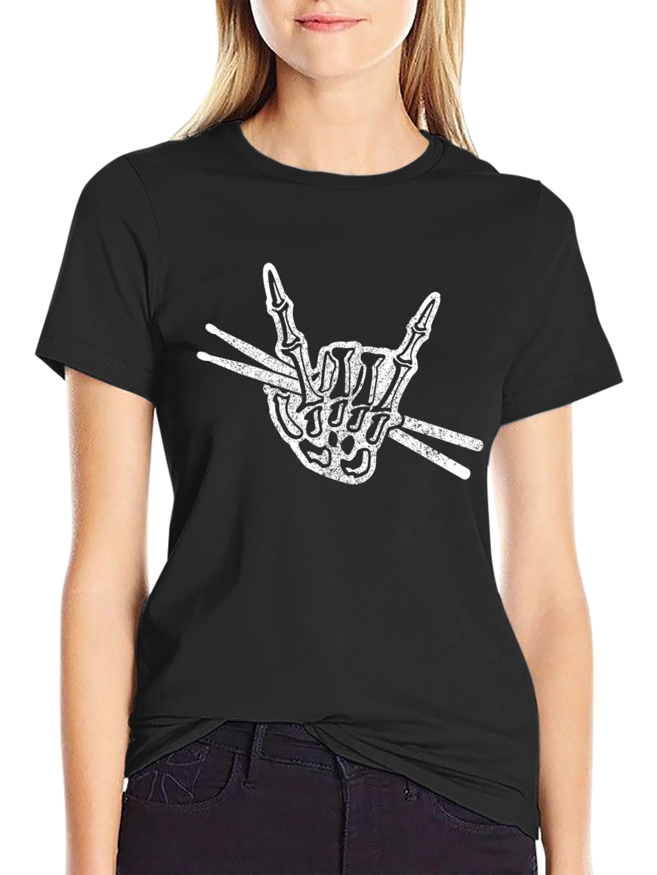 Rock On Skeleton Drummer T-Shirt
