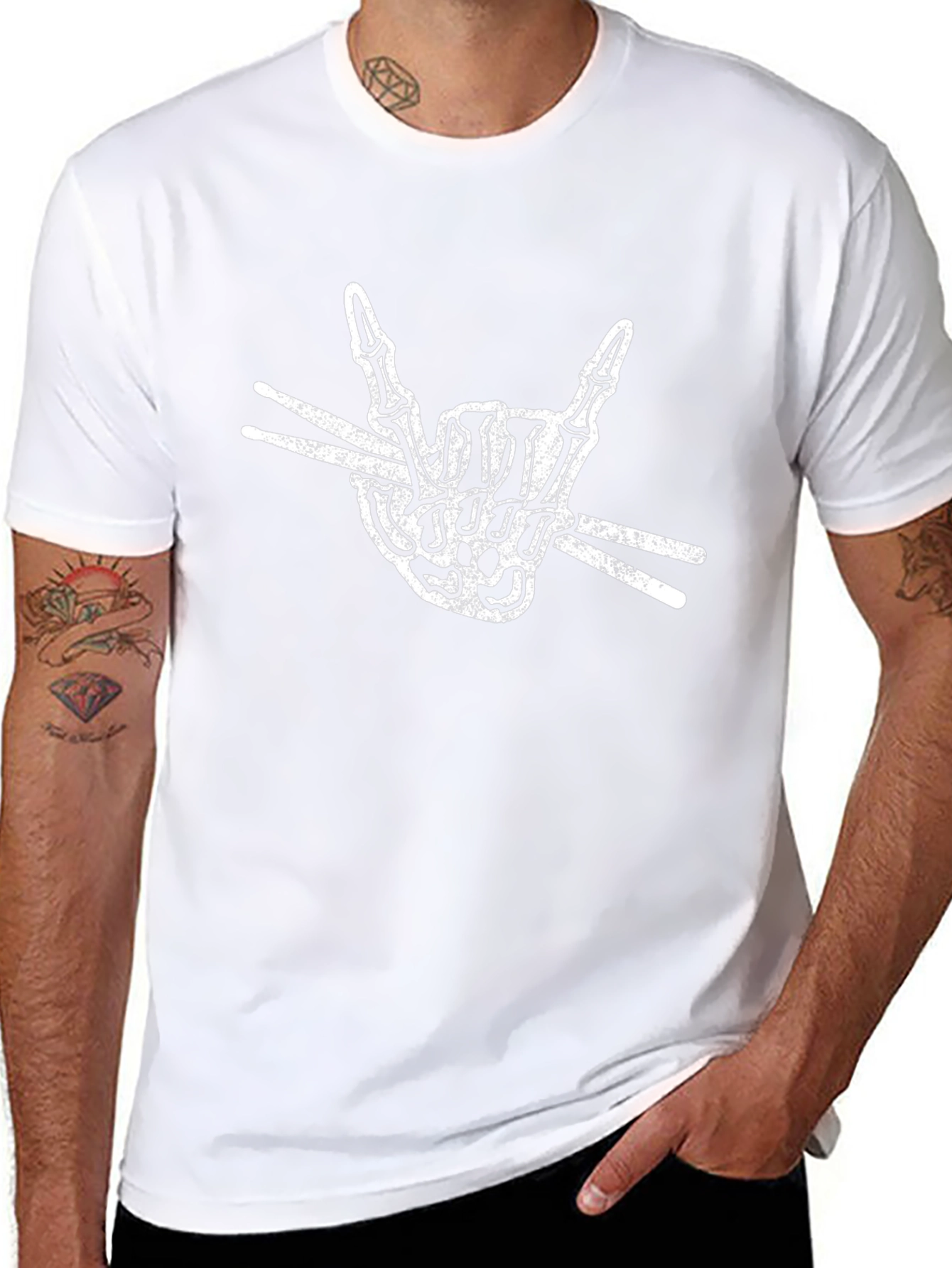 Rock On Skeleton Drummer T-Shirt