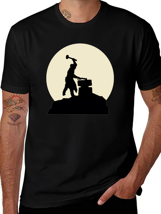 Blacksmith Silhouette T-Shirt - Hammer & Anvil Design