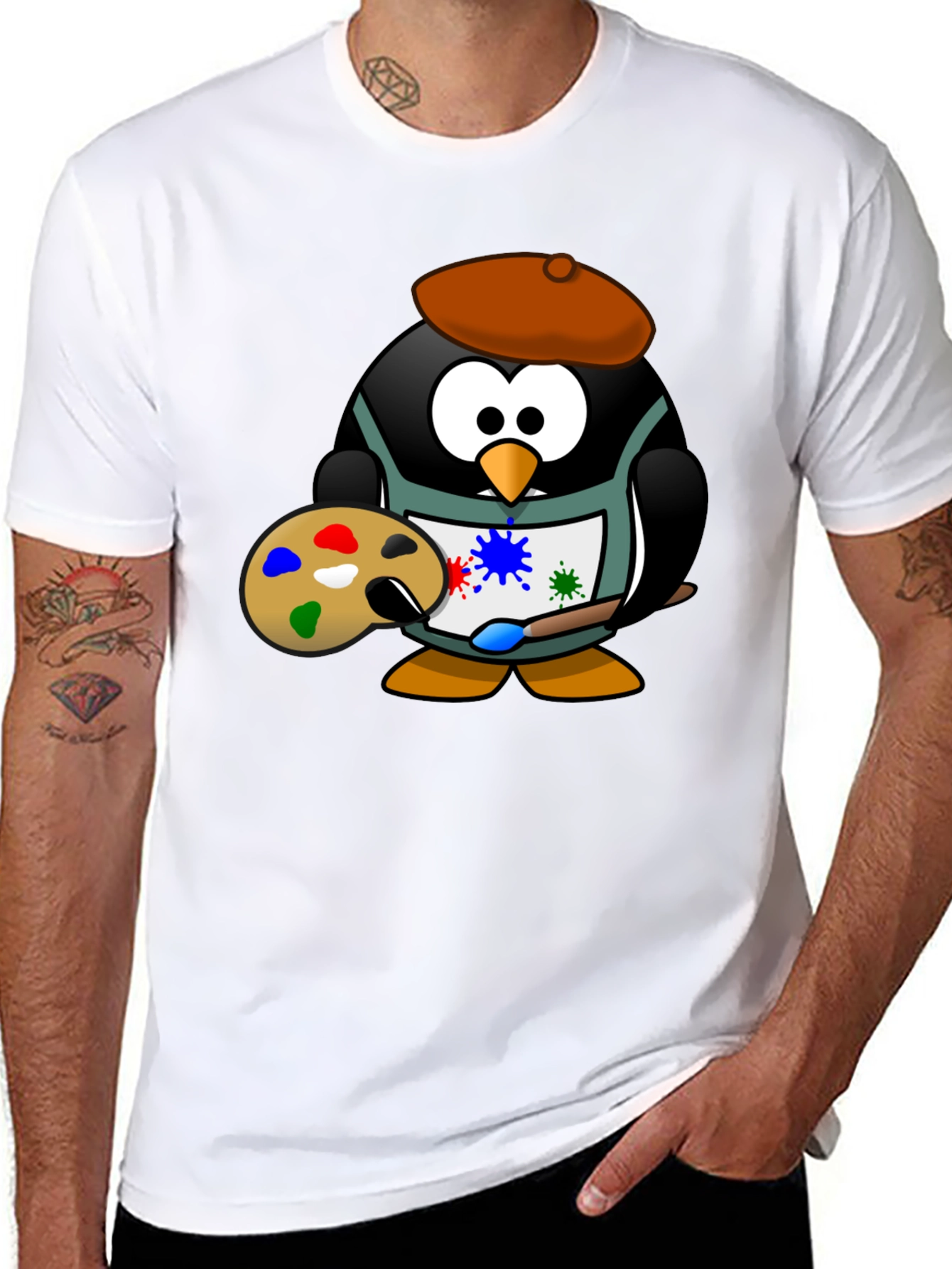 Penguin Artist Graphic T-Shirt - Black