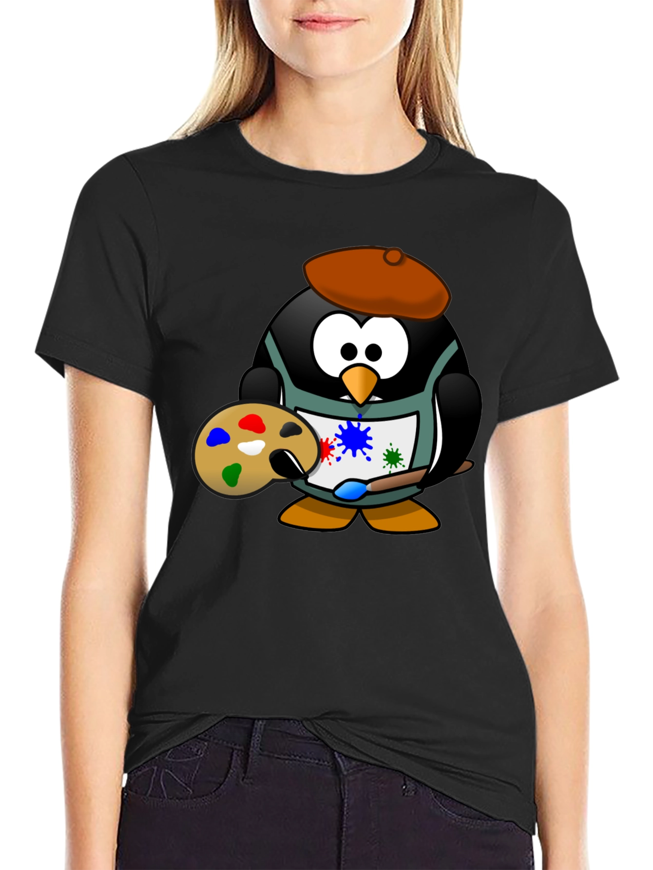 Penguin Artist Graphic T-Shirt - Black