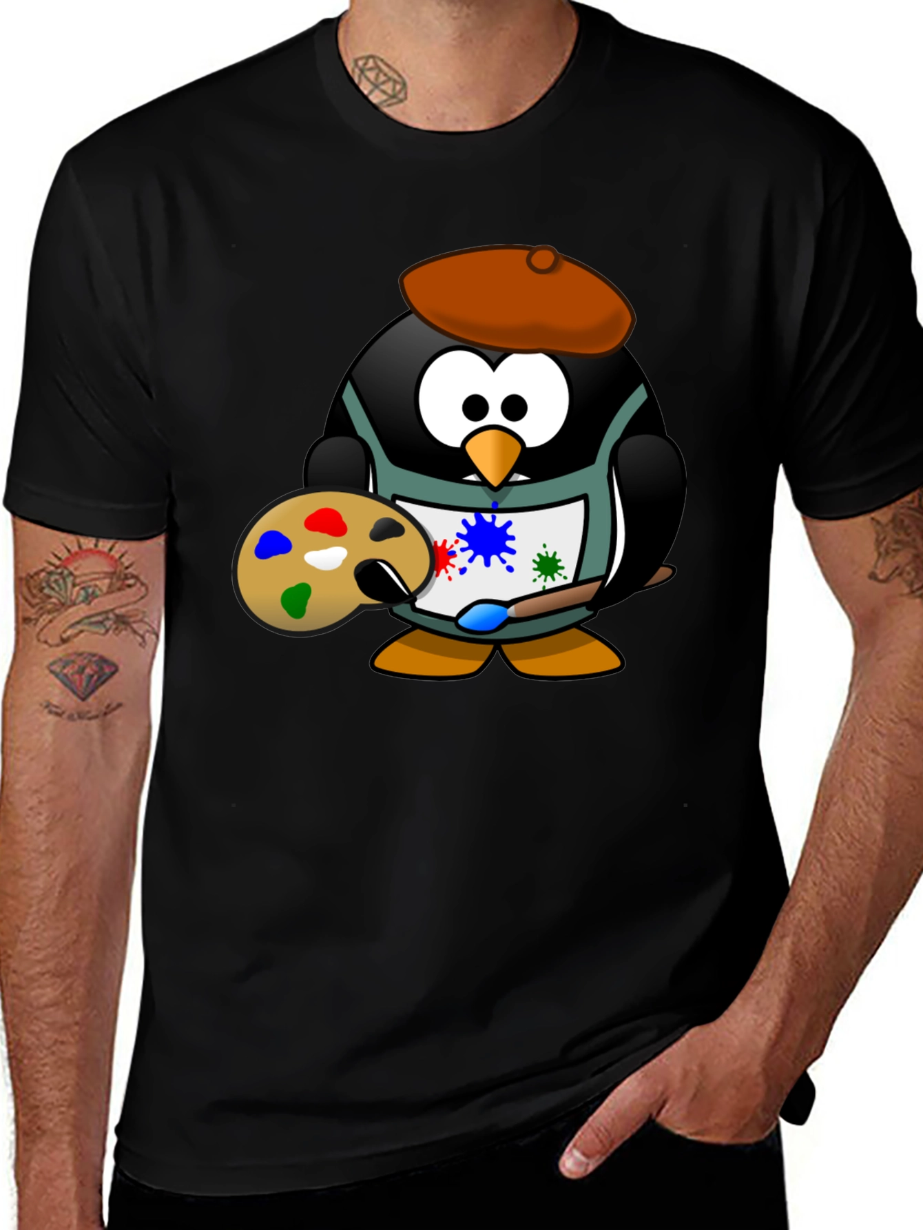 Penguin Artist Graphic T-Shirt - Black