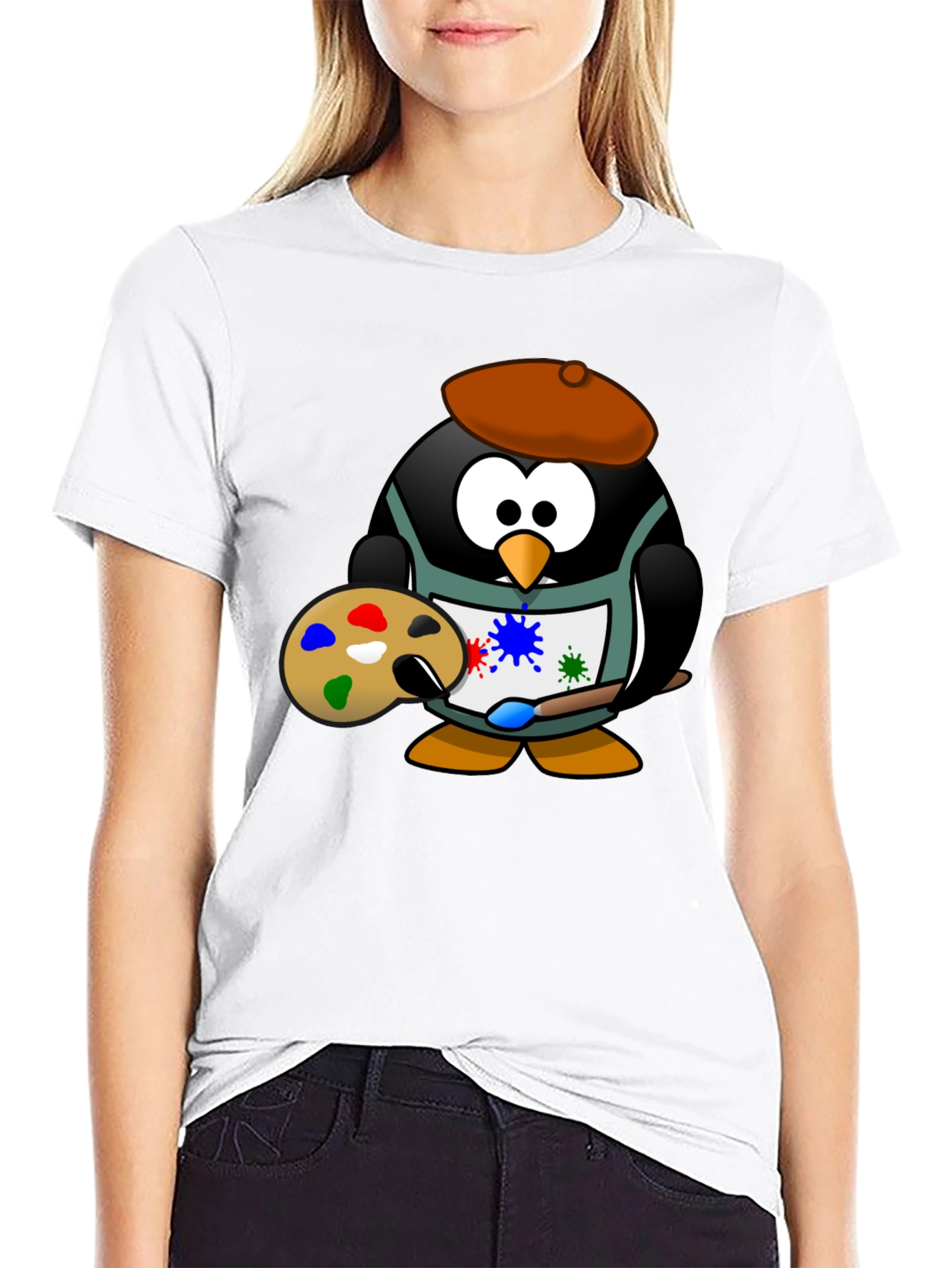 Penguin Artist Graphic T-Shirt - Black