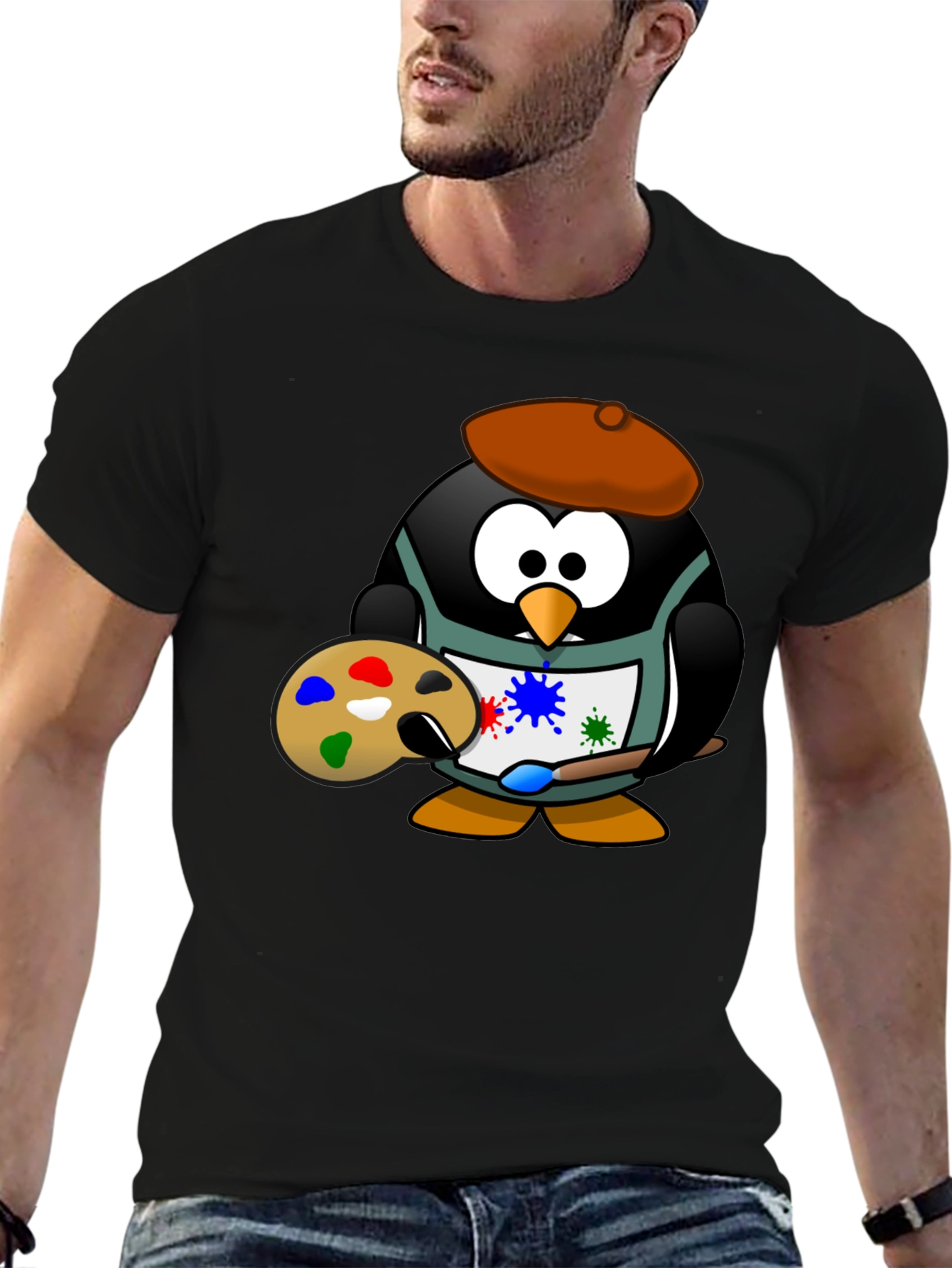 Penguin Artist Graphic T-Shirt - Black