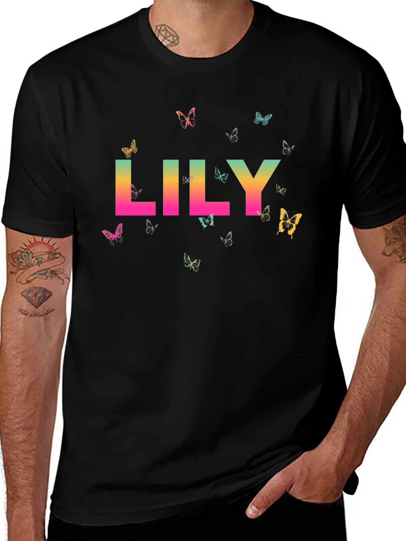 Lily Butterfly Graphic T-Shirt - Trendy & Unique