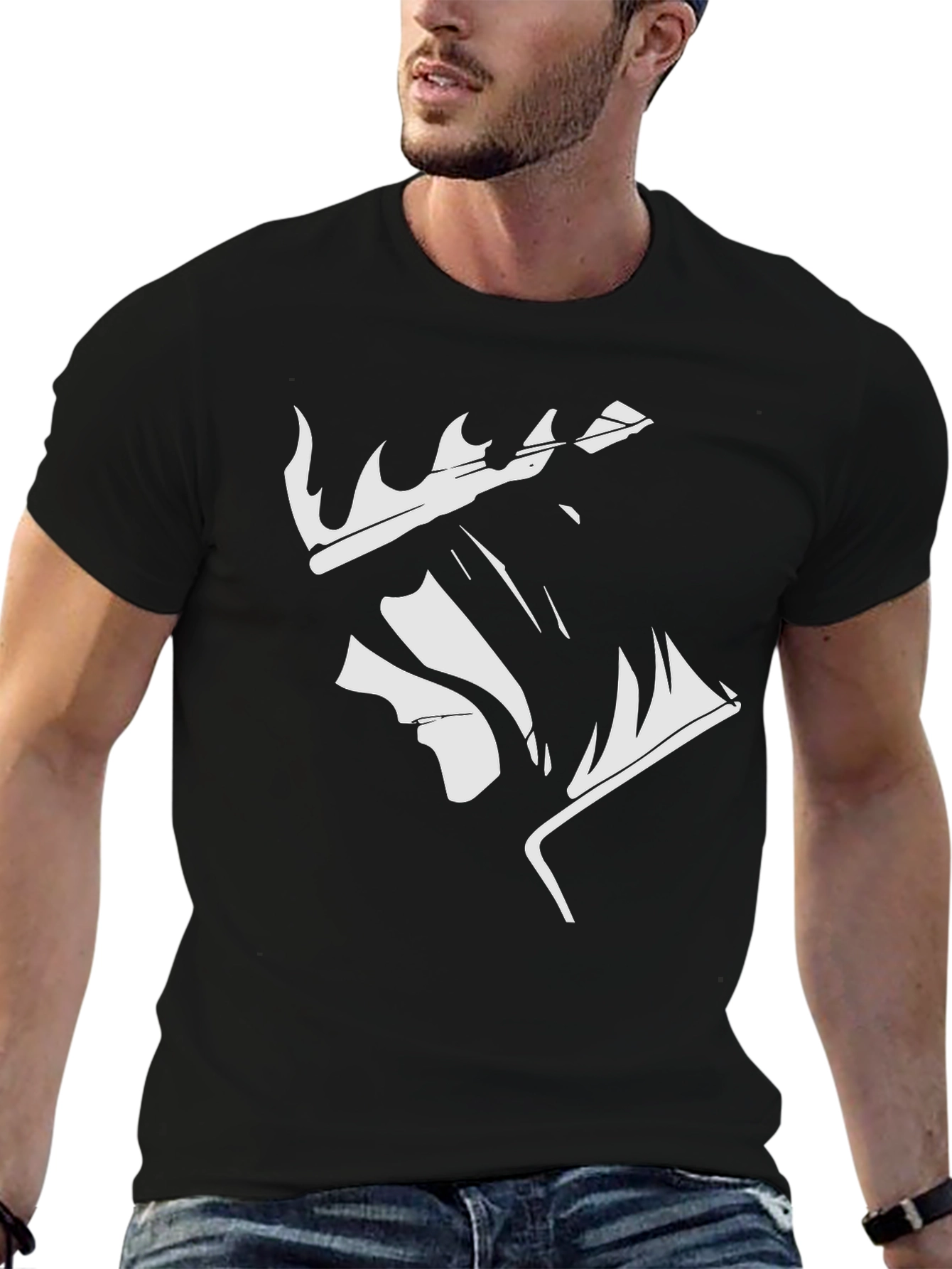 King Profile Graphic Tee - Black Cotton Casual Shirt