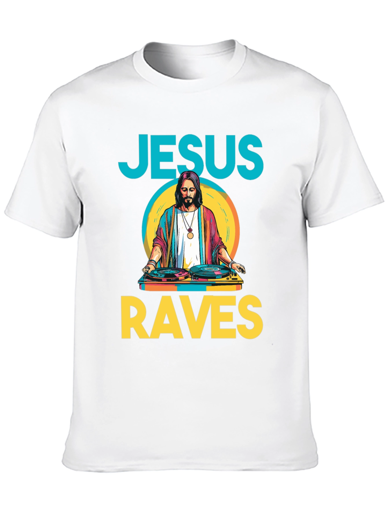 Jesus Raves Graphic T-Shirt - DJ Graphic Tee