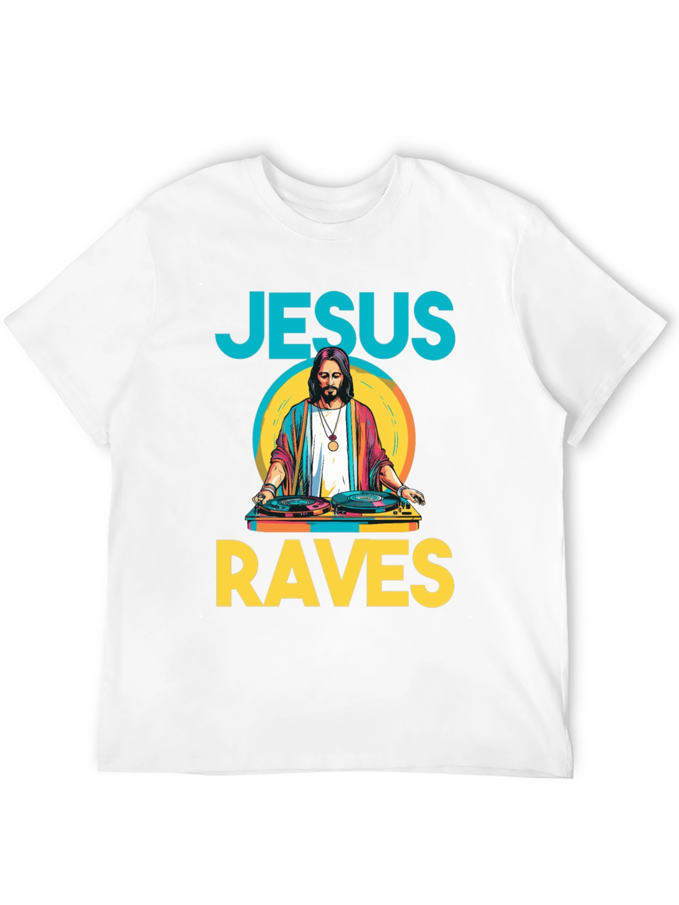 Jesus Raves Graphic T-Shirt - DJ Graphic Tee