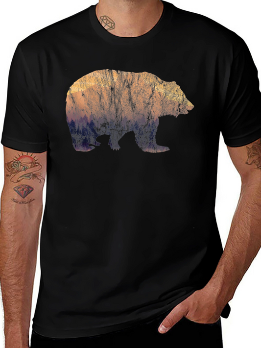 Nature Bear Graphic Tee - Black Cotton Blend