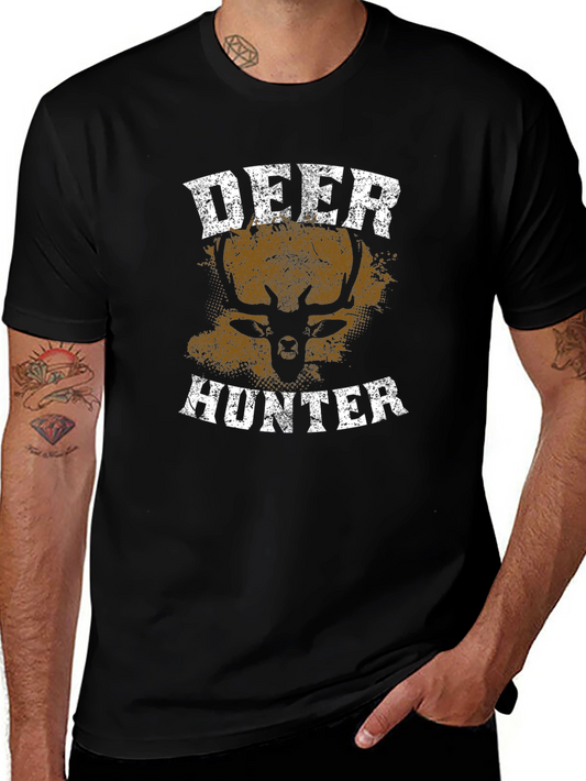 Deer Hunter Graphic Tee - Black Cotton Blend
