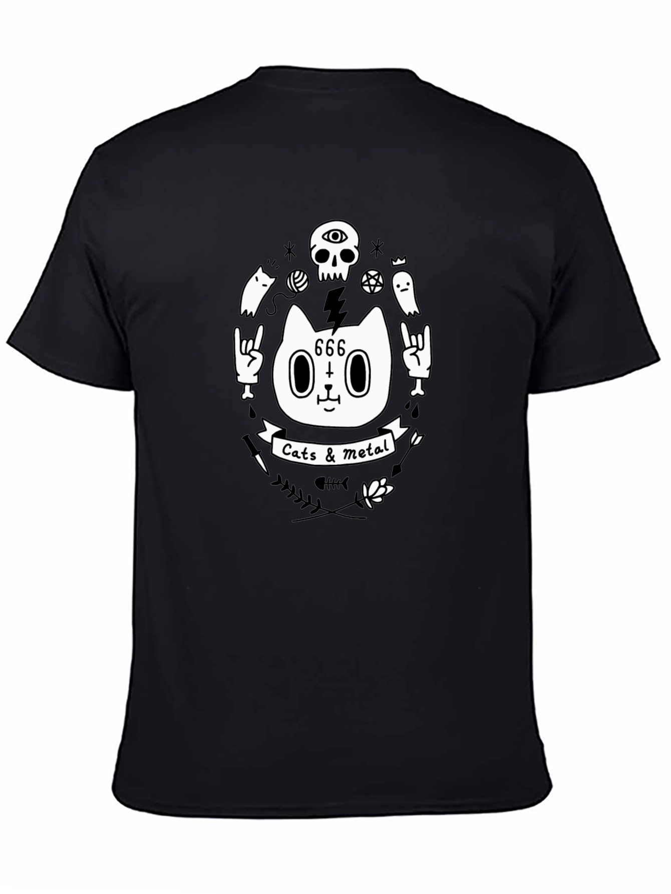 Cats & Metal Graphic Tee - Black T-Shirt