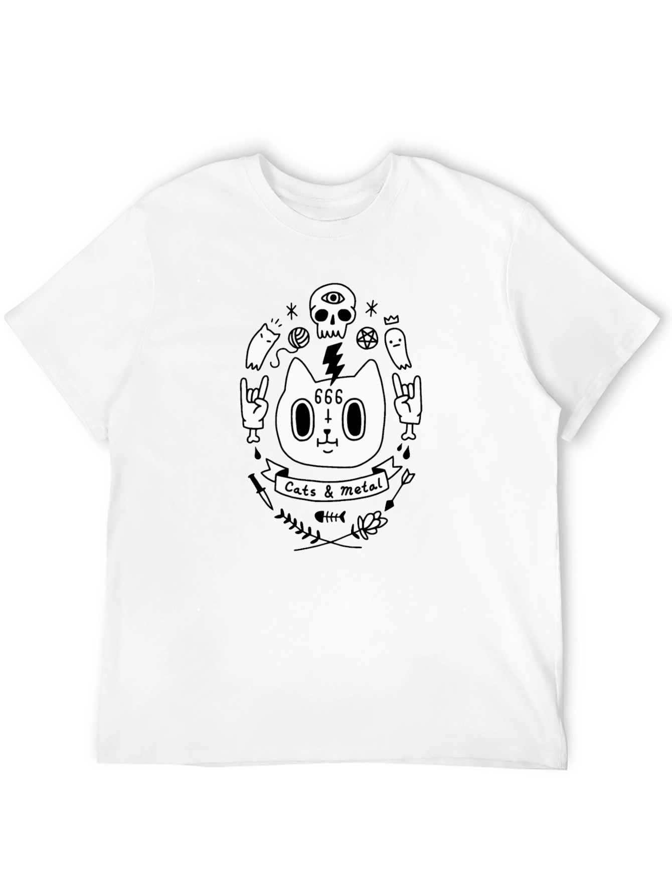 Cats & Metal Graphic Tee - Black T-Shirt