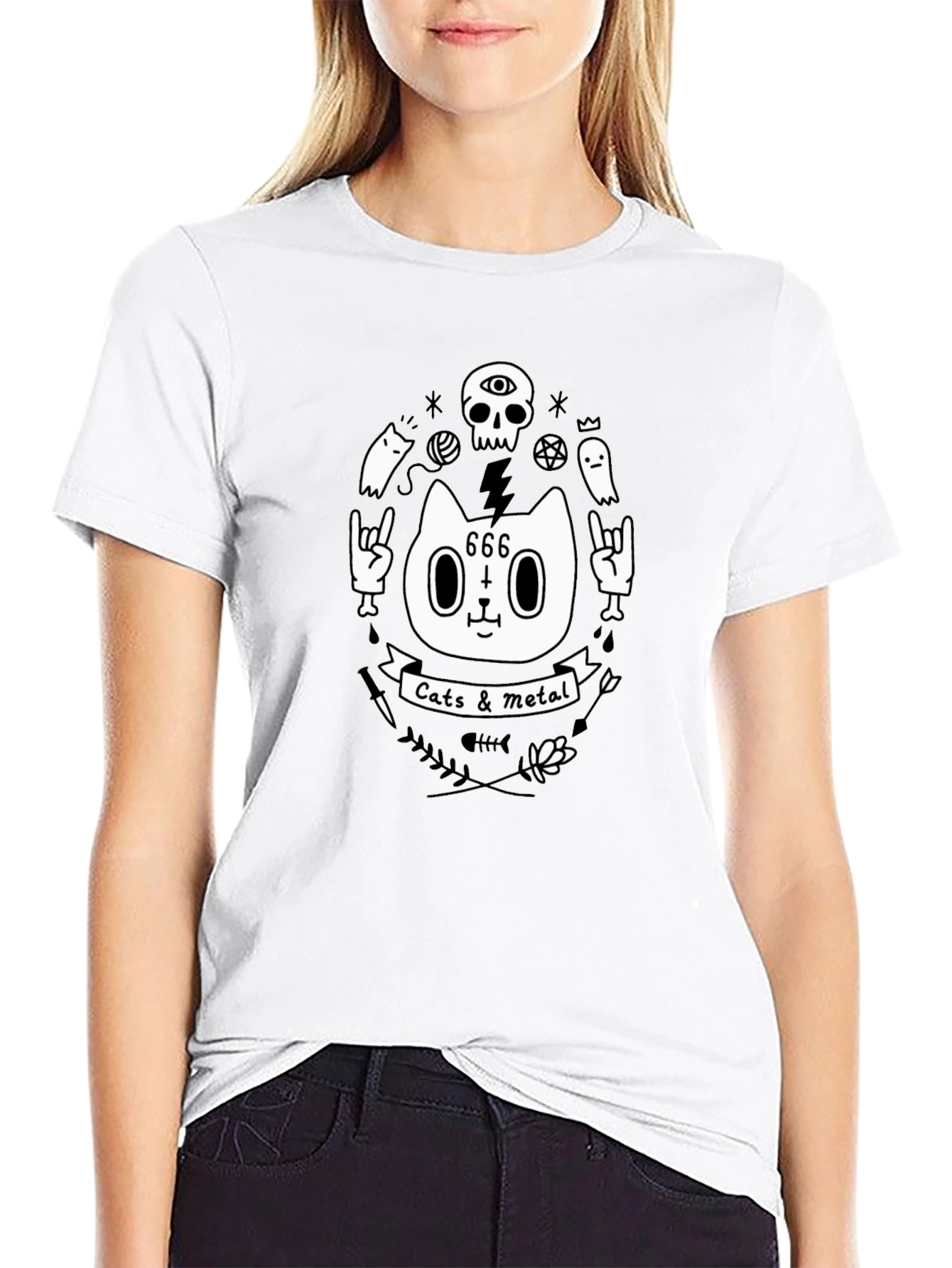 Cats & Metal Graphic Tee - Black T-Shirt