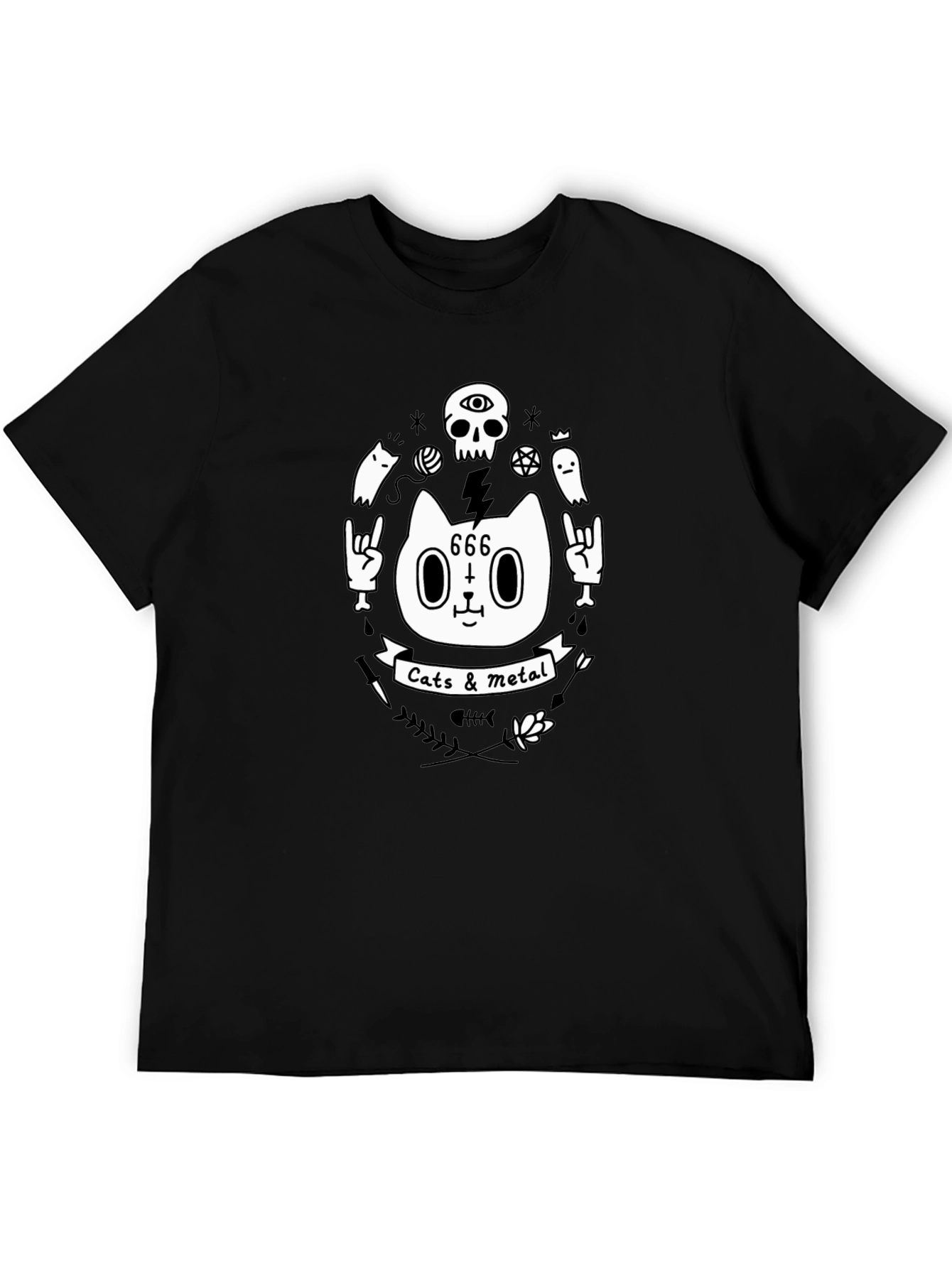 Cats & Metal Graphic Tee - Black T-Shirt