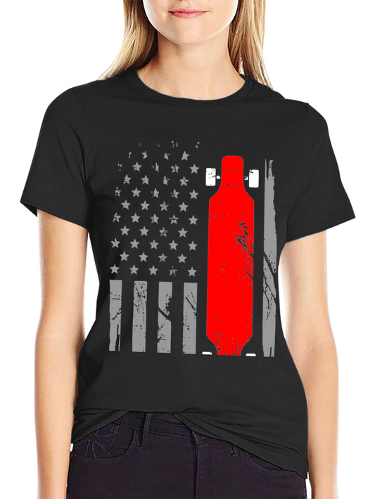 Skateboarding American Flag Graphic Tee