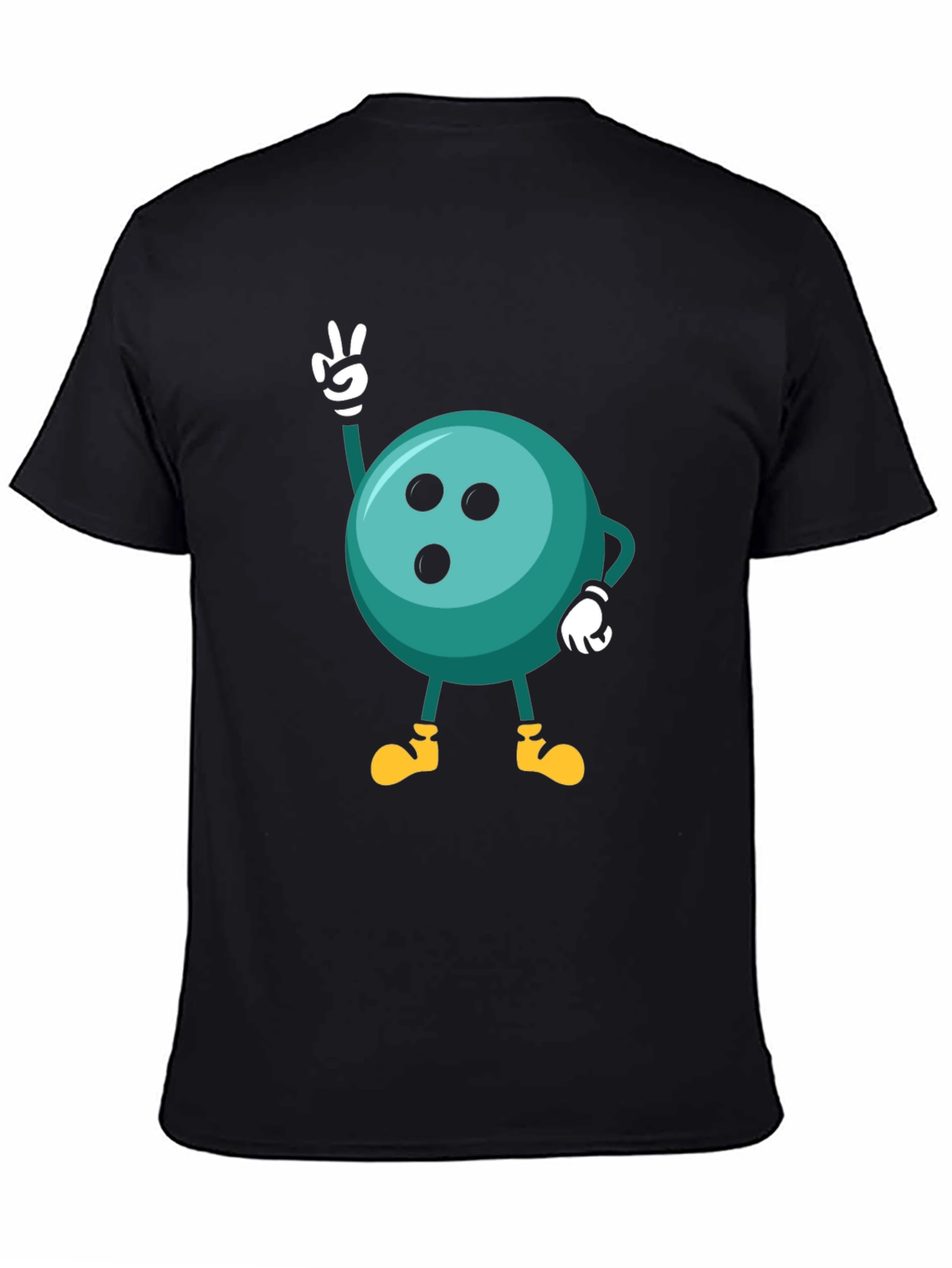Bowling Ball Cartoon Graphic Black T-Shirt