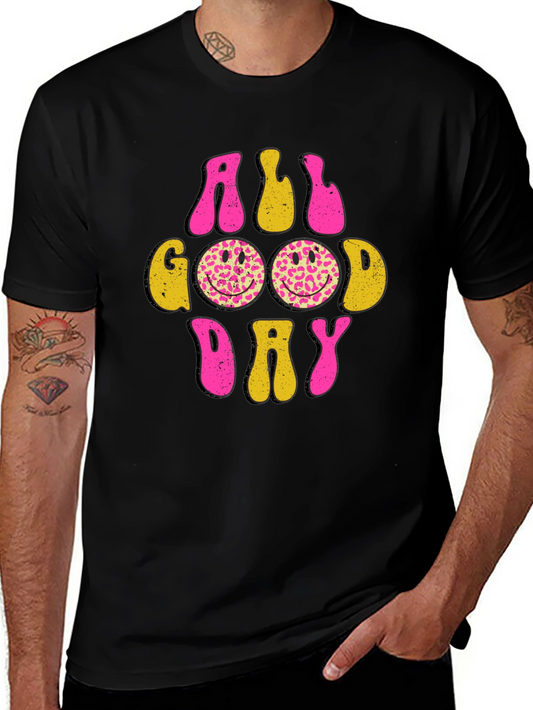 All Good Day Smiley Face Graphic Tee - Black