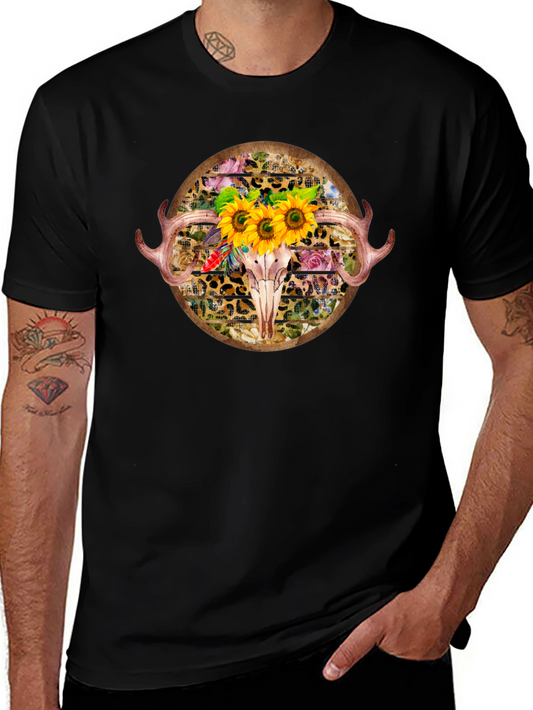 Floral Skull Graphic Tee - Trendy Boho Chic Shirt