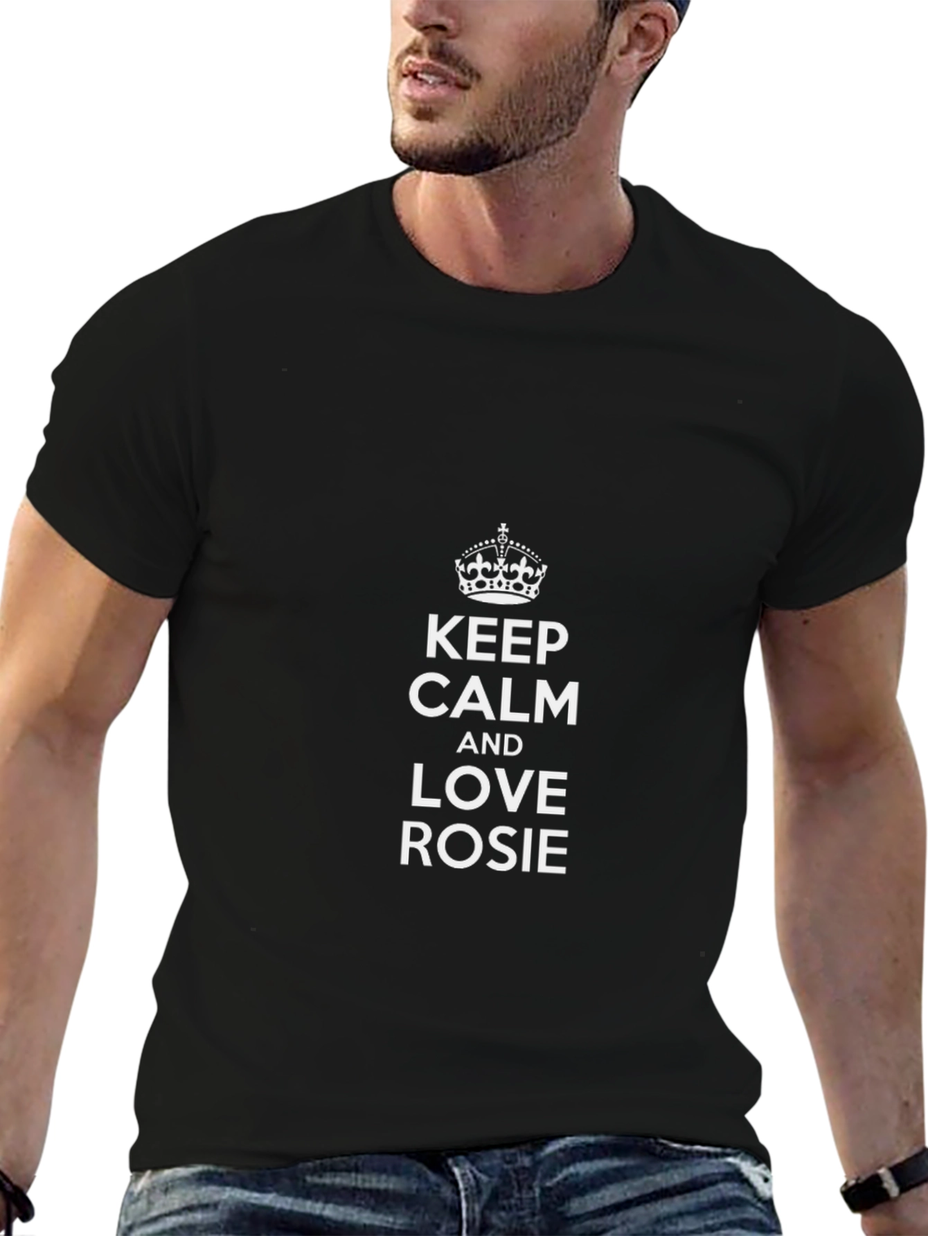Keep Calm Love Rosie Black T-Shirt