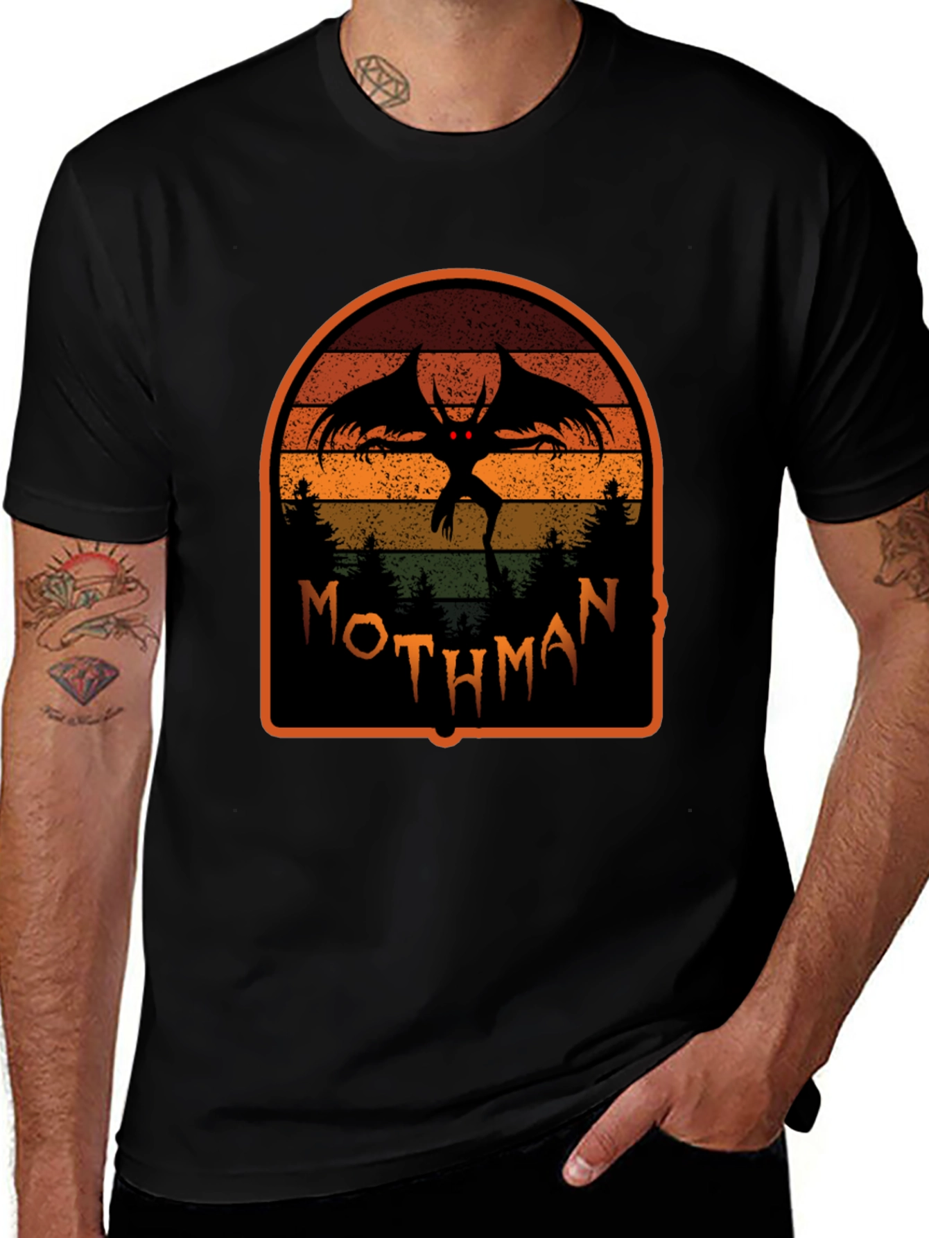 Mothman Graphic Tee - Cryptid Retro Design
