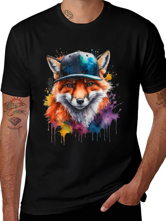 Fox in Hat Graphic Tee - Cool Colorful Design