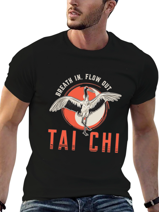 Tai Chi Crane Graphic Tee - Breath In Flow Out