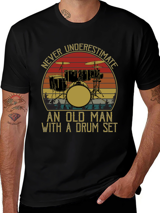 Old Man Drum Set T-Shirt - Musician Gift