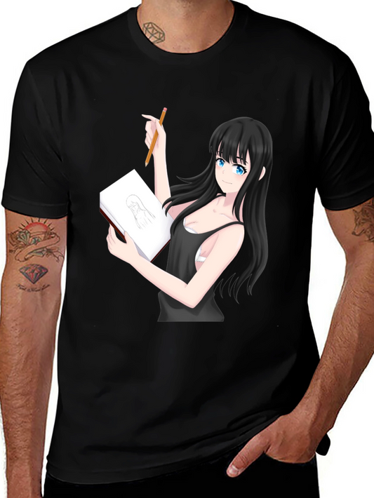 Anime Girl Sketch T-Shirt - Unique Design