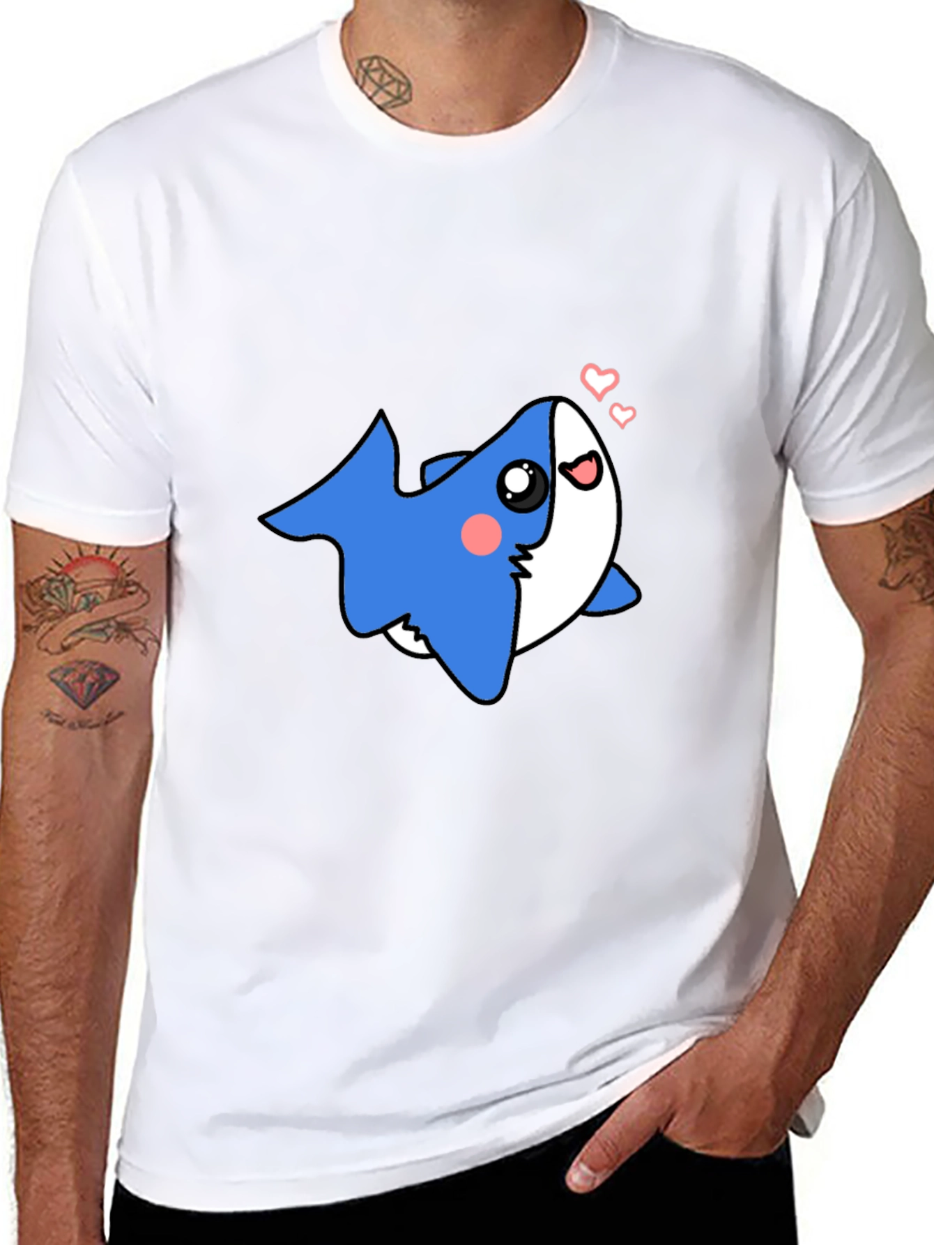 Cute Shark Black T-Shirt - Mens Graphic Tee