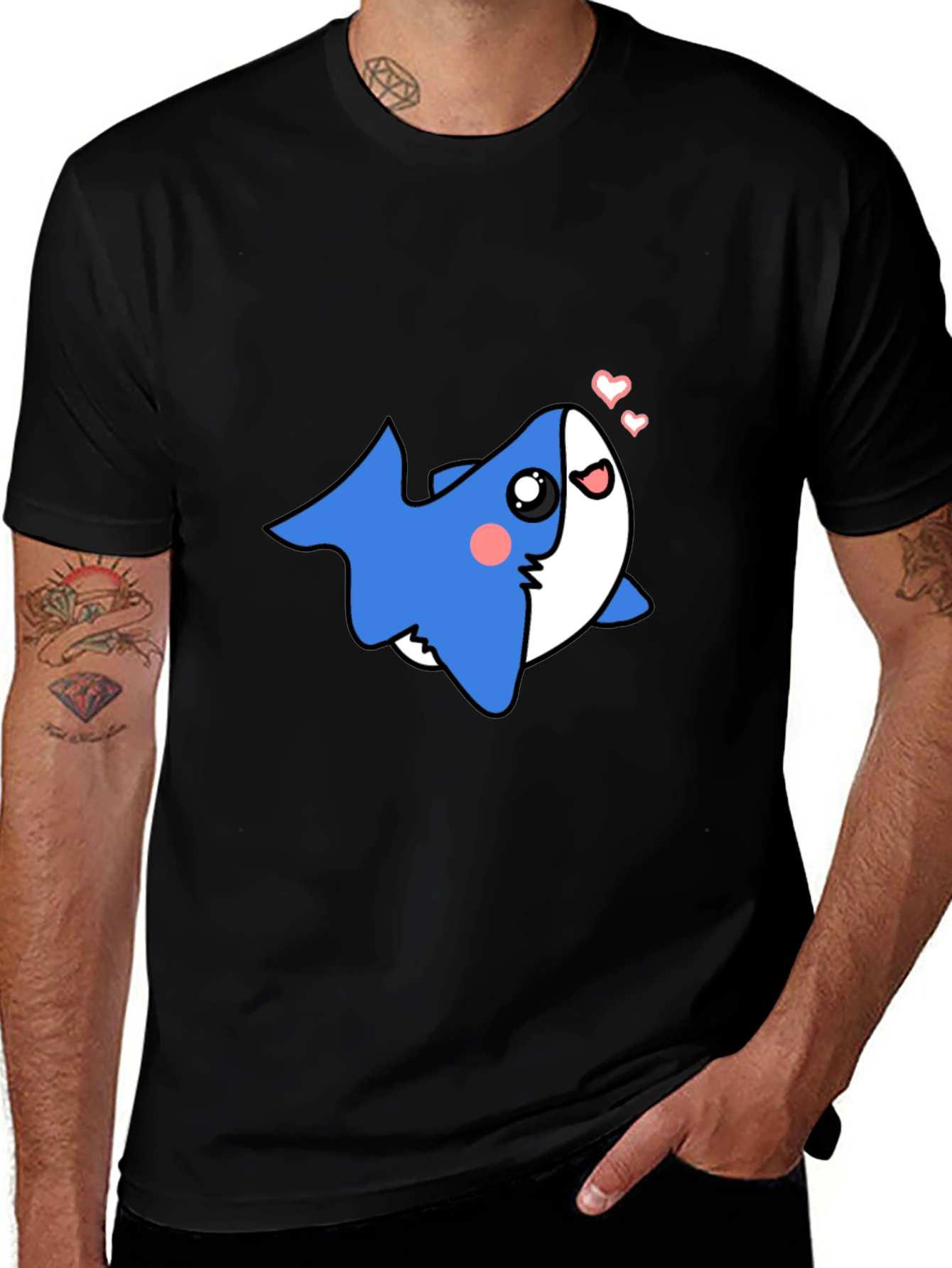 Cute Shark Black T-Shirt - Mens Graphic Tee