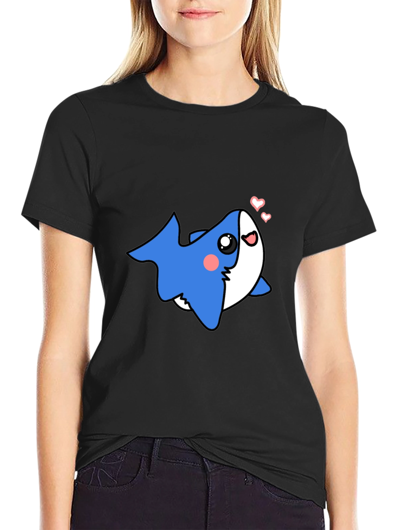 Cute Shark Black T-Shirt - Mens Graphic Tee