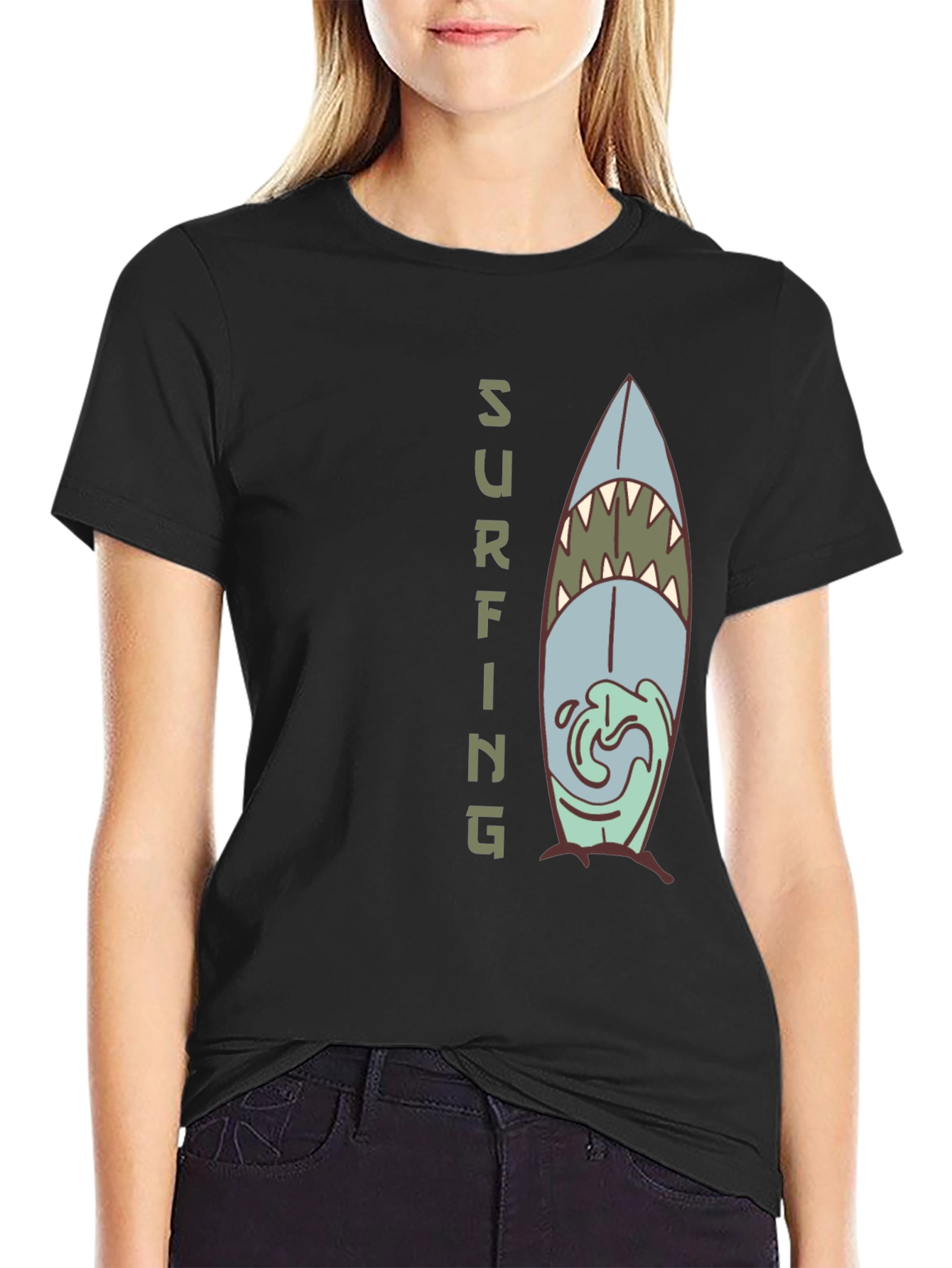 Shark Surfboard Graphic Tee - Cool Surfing T-Shirt
