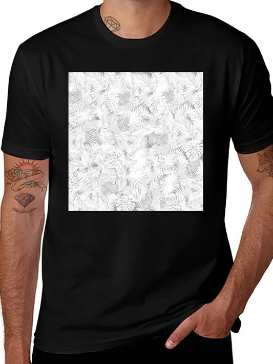 Stylish Black T-Shirt with Tropical Leaf Design