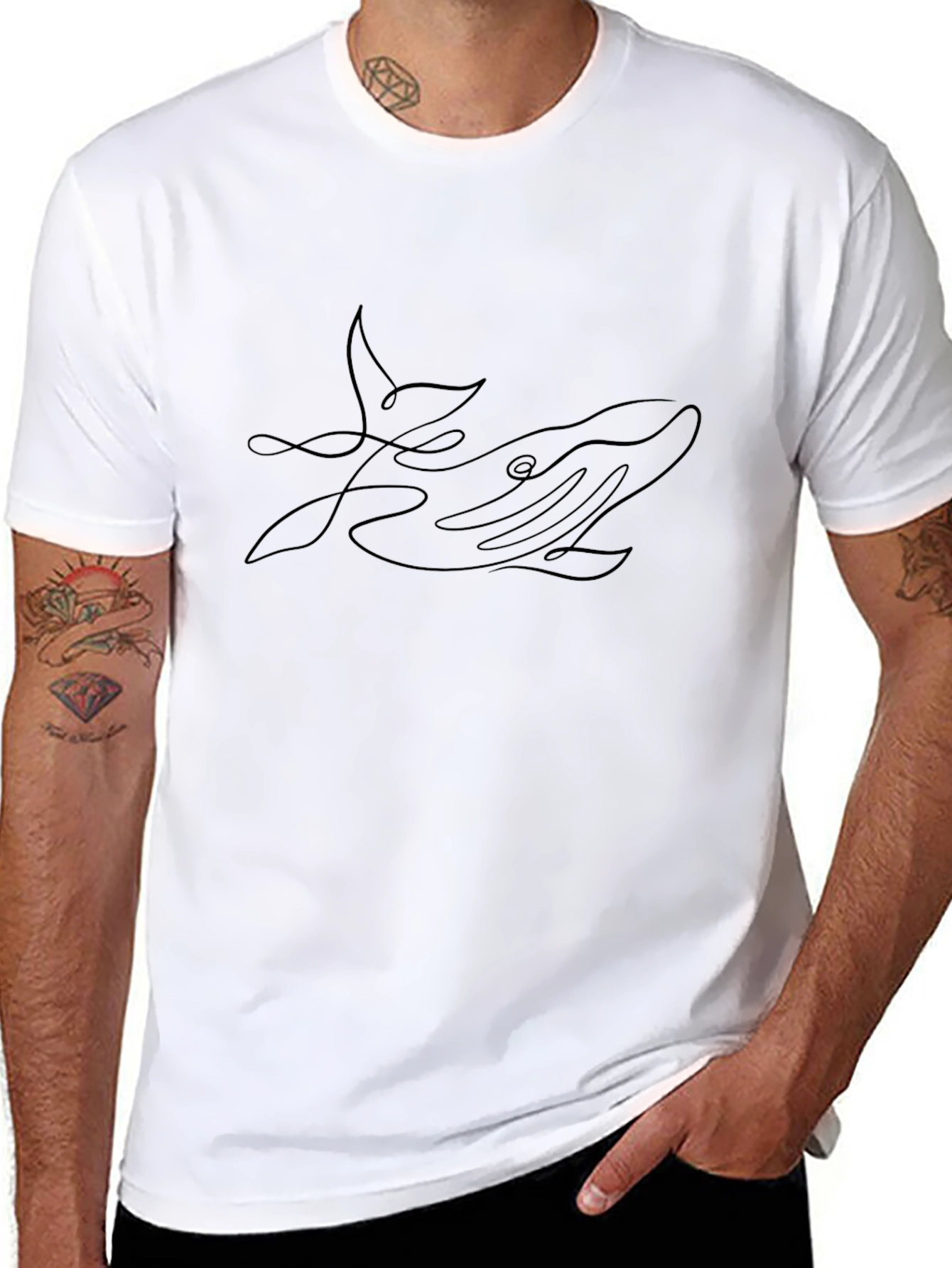 Whale Line Art Graphic T-Shirt