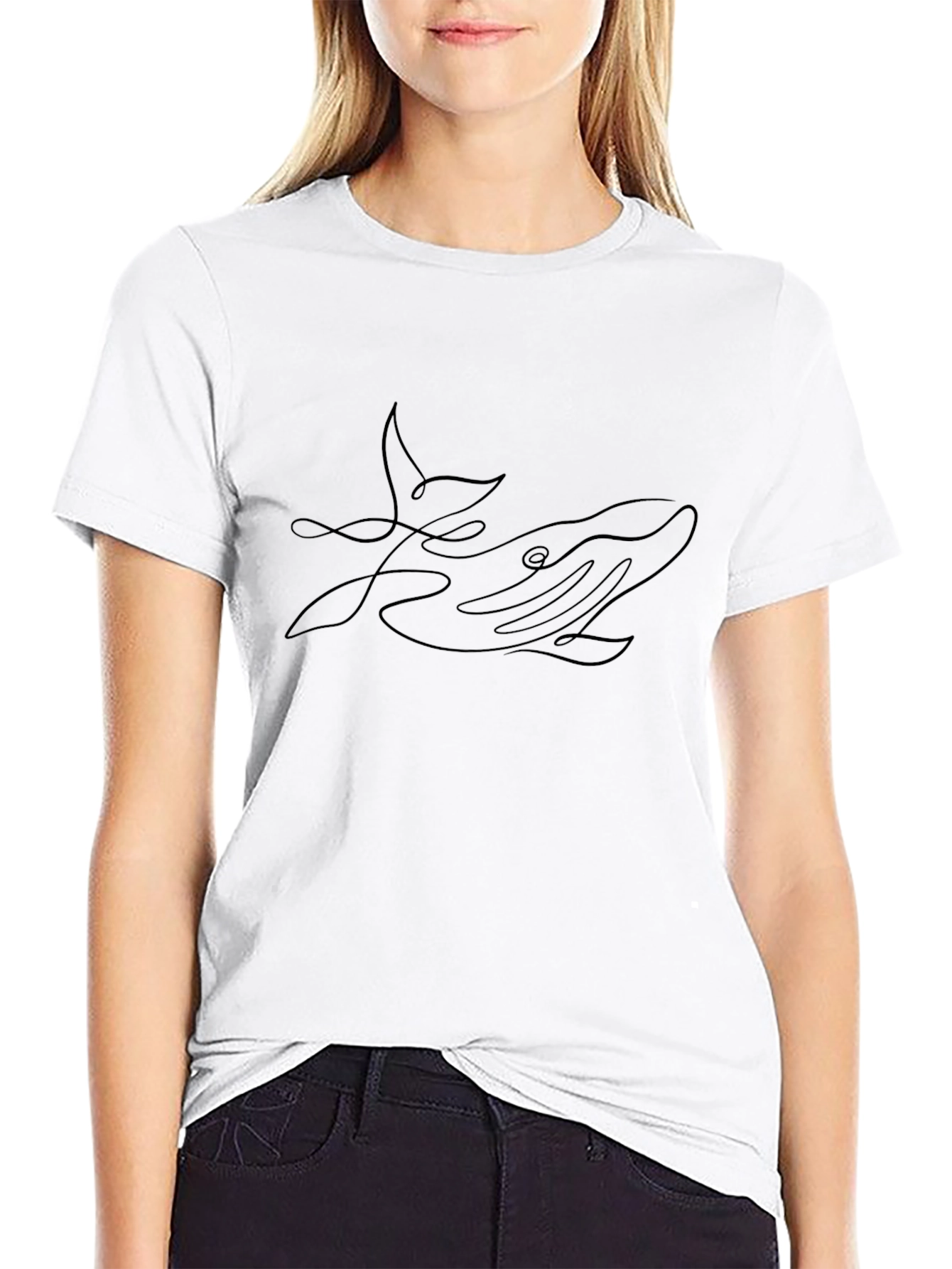 Whale Line Art Graphic T-Shirt
