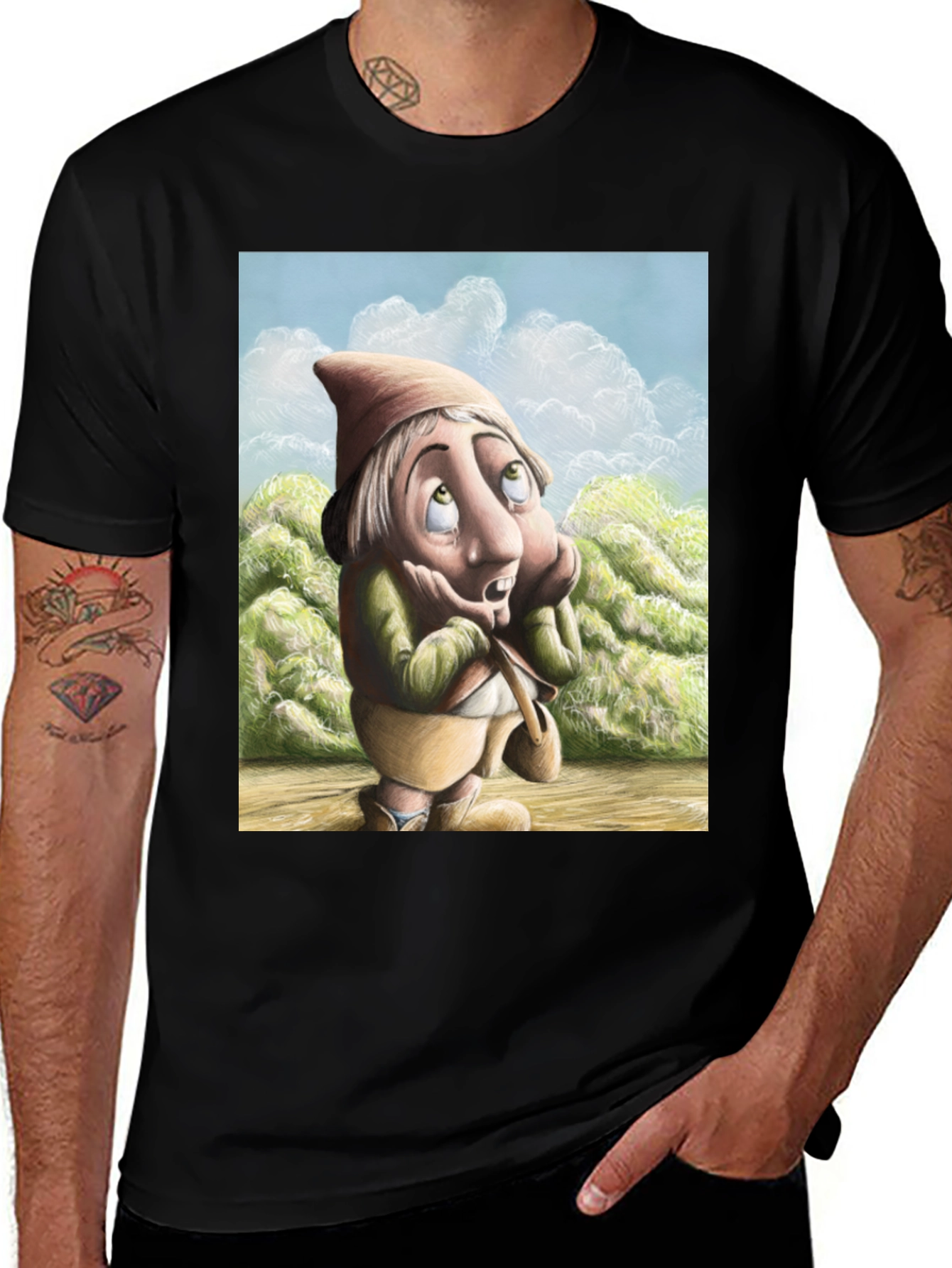 Whimsical Gnome T-Shirt - Unique Cartoon Design
