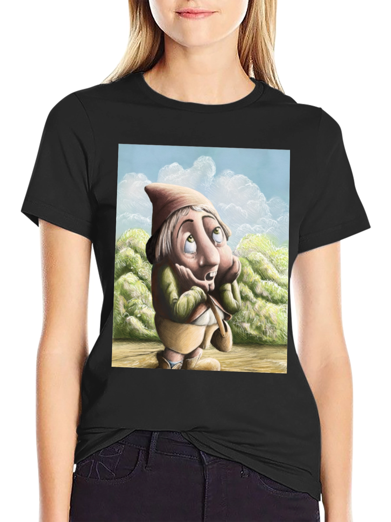 Whimsical Gnome T-Shirt - Unique Cartoon Design