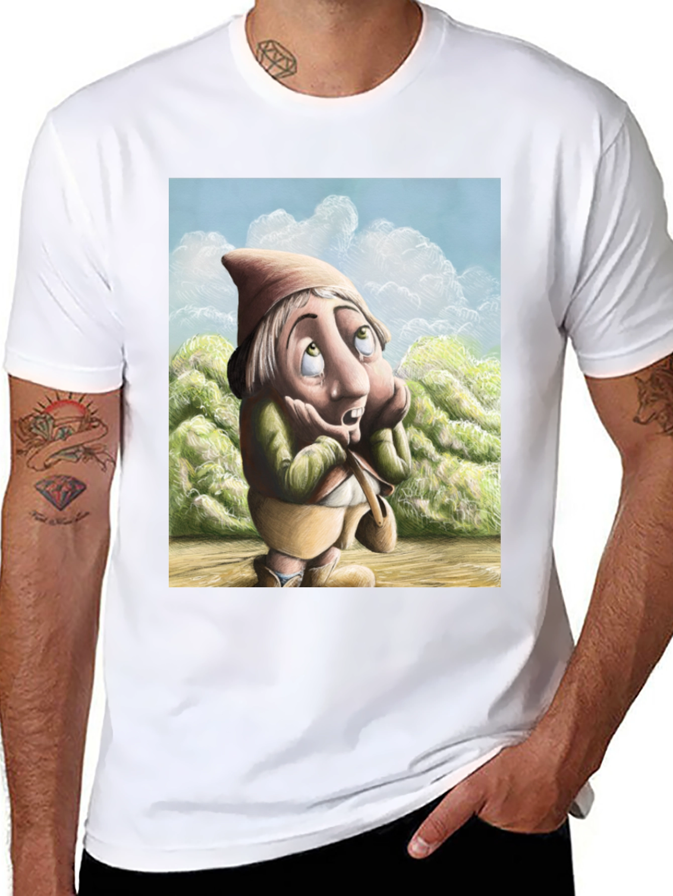 Whimsical Gnome T-Shirt - Unique Cartoon Design