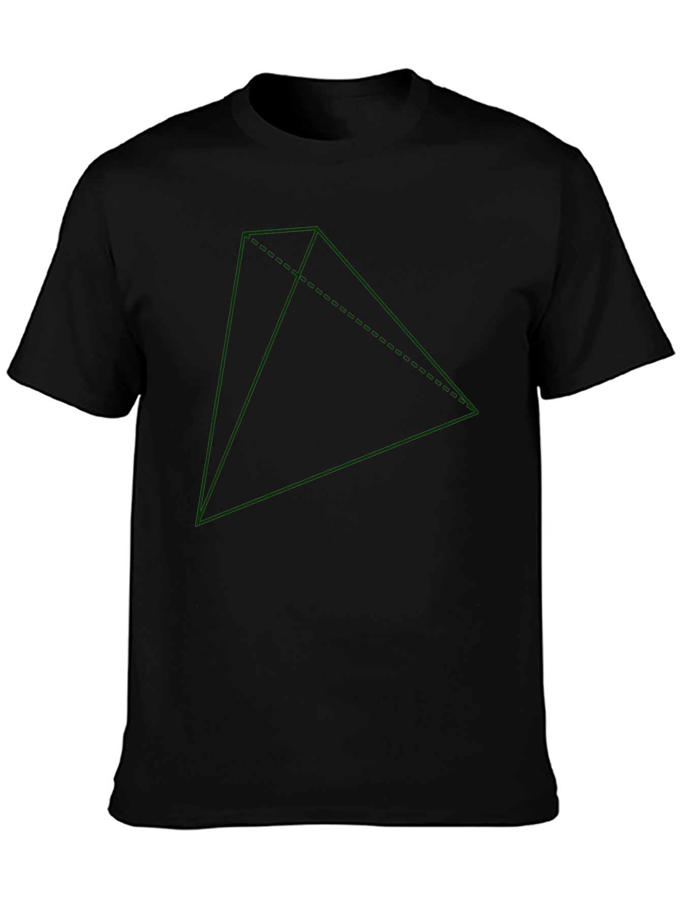 Geometric Green Triangle Graphic Black T-Shirt