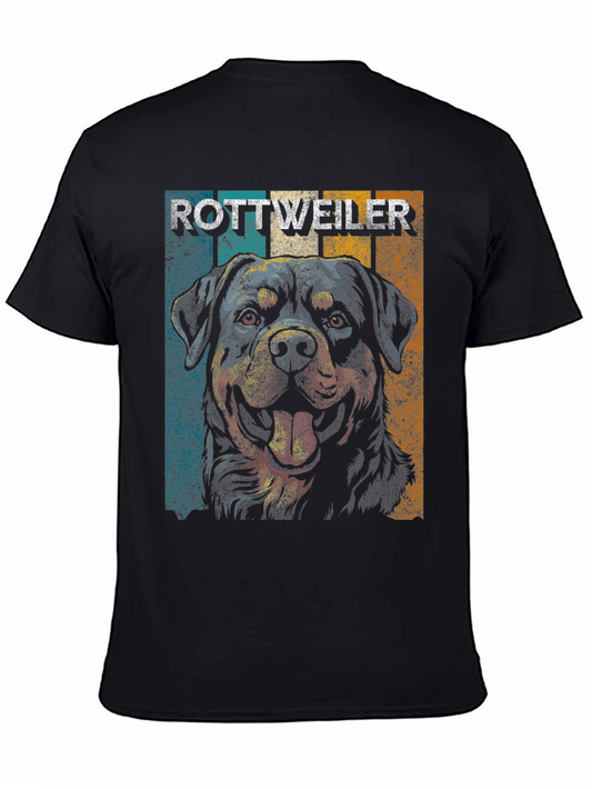 Rottweiler Dog Graphic Print Tee - Black