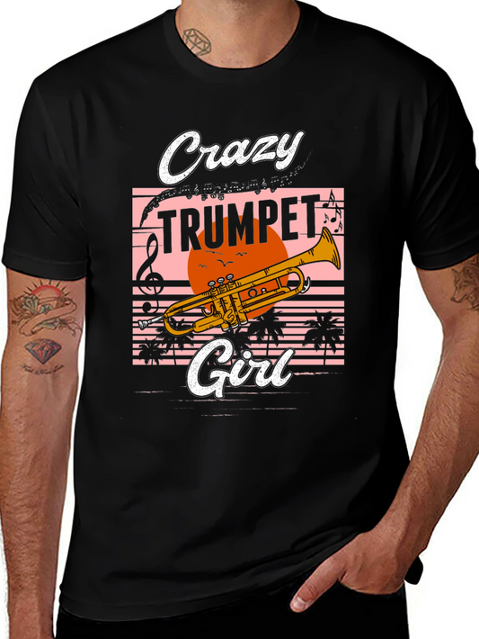Crazy Trumpet Girl Graphic T-Shirt
