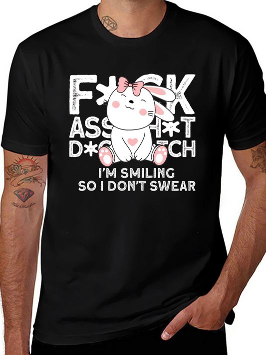 Funny Bunny Graphic T-Shirt - Im Smiling So I Dont Swear