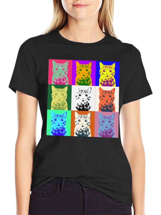 Pop Art Cat T-Shirt - Unique Graphic Tee