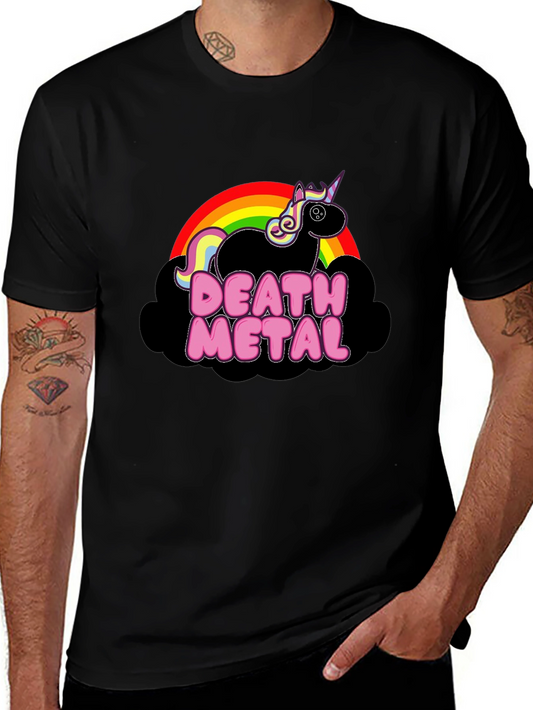 Death Metal Unicorn T-Shirt - Rainbow Black Cloud