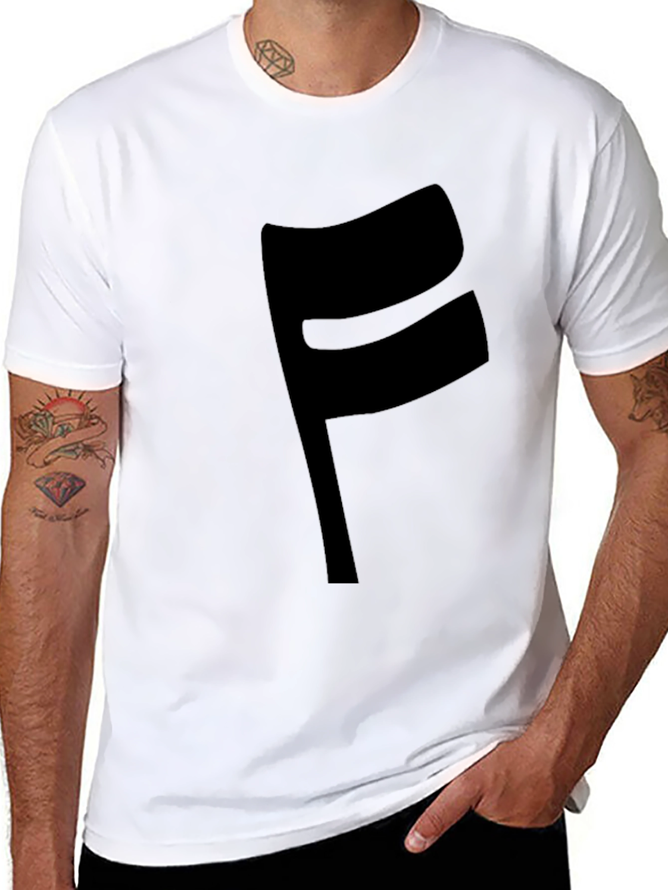 Modern Black F Graphic T-Shirt