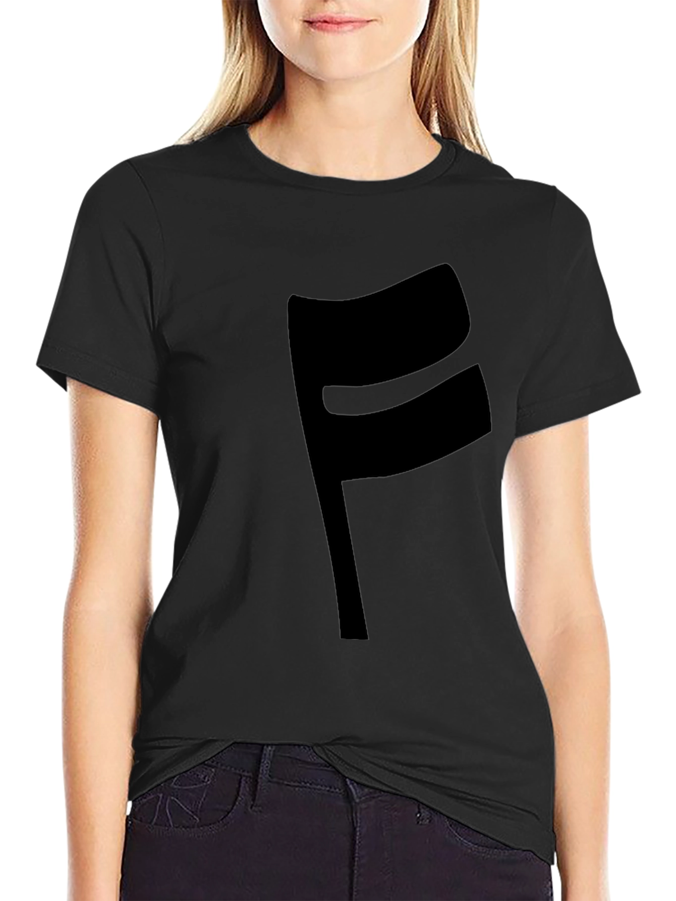 Modern Black F Graphic T-Shirt